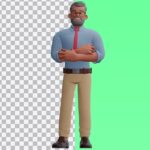 تصویر PNG کاراکتر سه بعدی مرد دست به سینه ایستاده