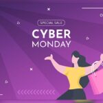 وکتور طرح کارتونی بنر فارسی دوشنبه سایبری