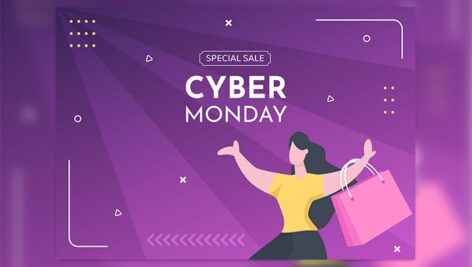 وکتور طرح کارتونی بنر فارسی دوشنبه سایبری