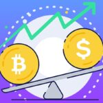 وکتور بیت کوین و دلار با مفهوم کسب و کار