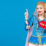 تصویر پس زمینه دختر آذری با مفهوم تخفیف و اشاره کردن