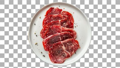 تصویر PNG رایگان نمای بالا بشقاب گوشت