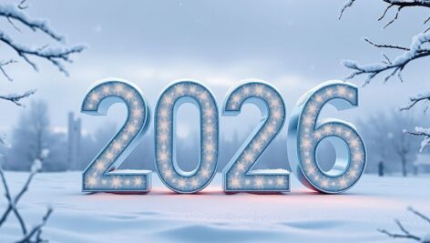 تصویر پس زمینه سال 2026 طرح برف و زمستان