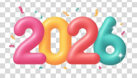تصویر PNG رایگان سال 2026 طرح رنگارنگ