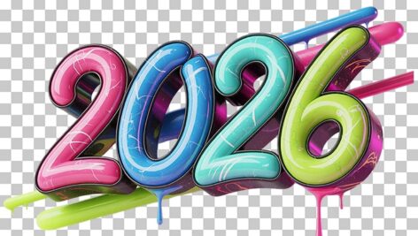 تصویر PNG رایگان سال 2026 طرح گرافیکی