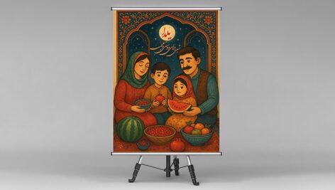 فایل لایه باز بنر شب یلدا طرح خانواده ایرانی