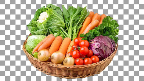 تصویر PNG سبد سبزیجات تازه