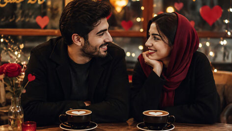دانلود عکس دختر و پسر ایرانی در کافی شاپ برای ولنتاین | تصویر عاشقانه JPG