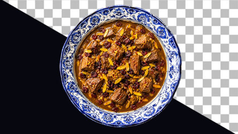 دانلود تصویر PNG خورش خلال کرمانشاهی با خلال بادام و زرشک