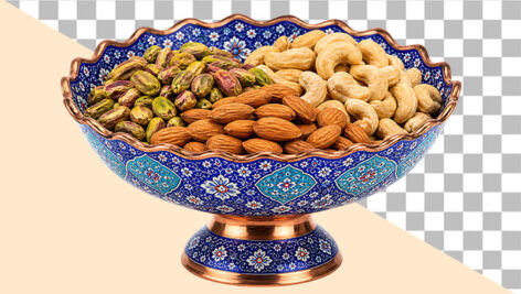 دانلود PNG دوربری ظرف آجیل خوری میناکاری و سنتی | بدون پس‌ زمینه