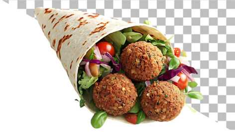 دانلود PNG ساندویچ فلافل دوربری شده | عکس فلافل با سبزیجات برای تبلیغات