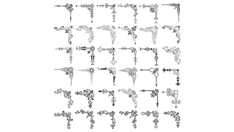 دانلود وکتور EPS حاشیه و گوشه اسلیمی | مجموعه کادر تزئینی گلدار
