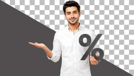 دانلود PNG مرد با علامت درصد | تصویر دوربری شده تخفیف و فروش ویژه
