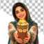 دانلود عکس دوربری شده دختر ایرانی با لیوان معجون سنتی ایرانی PNG با کیفیت بالا